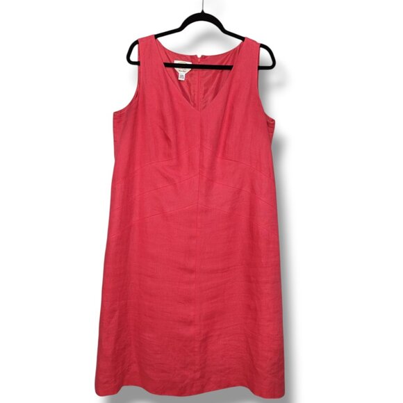 Talbots Women's Size 14W Pink Irish Linen Sleeveless Shift Knee Length Dress - Picture 1 of 7